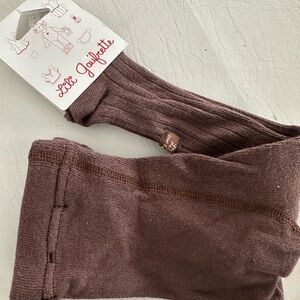 Lili Gaufrette Chocolate Brown ribbed baby tights